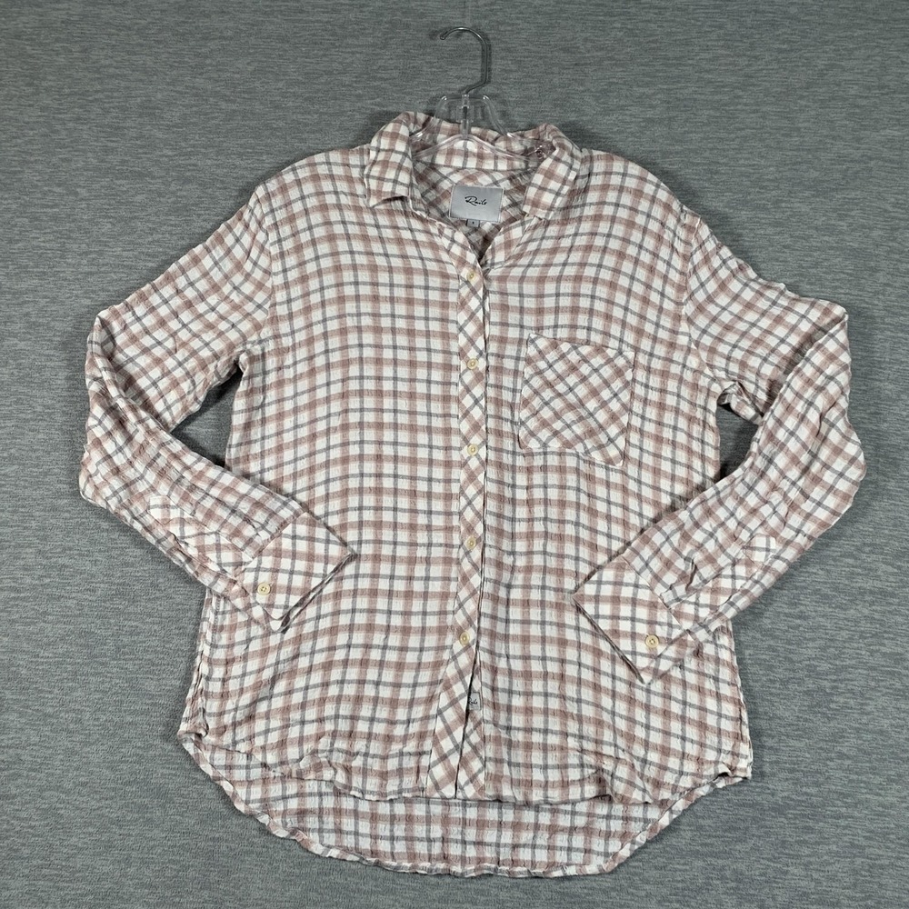 Rails Shirt Womens Small‎ Pink Plaid Button Front Long Sleeve Lightweight Top